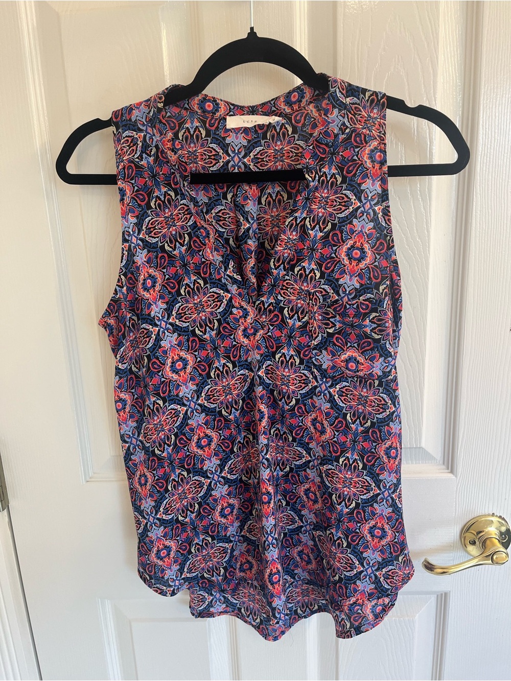 Lush Navy Floral Sleeveless Camisole with Pink Accents